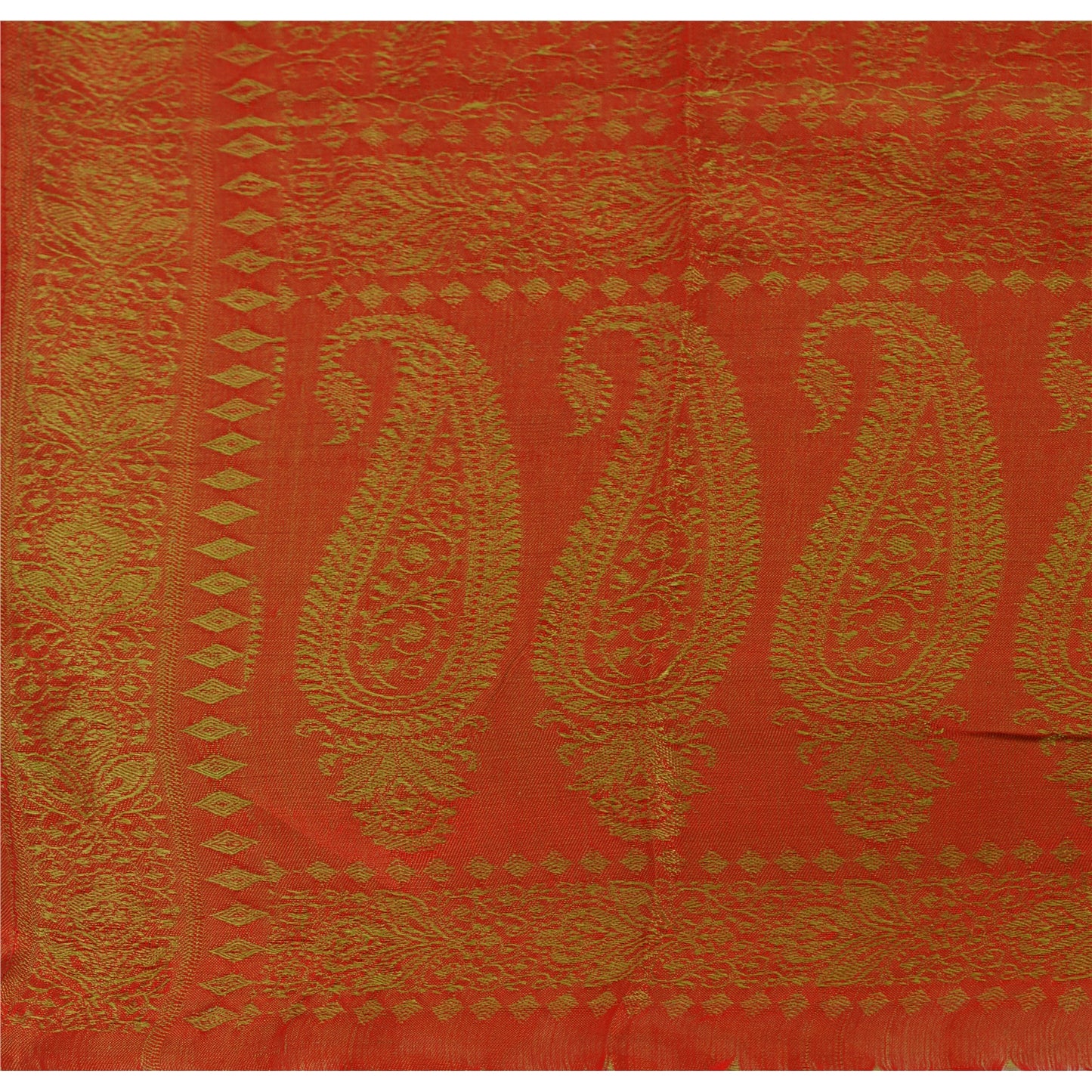 Sanskriti Ny Pashmina Vævet Silke Jacquard Tørklæde Rød Stola Paisley