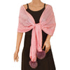 Sanskriti Pashmina New Silk Wool Shawl Scarf Pink Stole Fox Fur Pom Poms