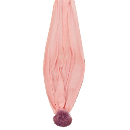 Sanskriti Pashmina New Silk Wool Shawl Scarf Pink Stole Fox Fur Pom Poms