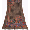 Sanskriti Long ShawlHand Embroidered Pure Boil Wool Scarf Brown Wrap Soft Stole