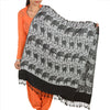 Sanskriti Long Stole Woven 100% Silk Modal Shawl Black Animal Wrap Scarf