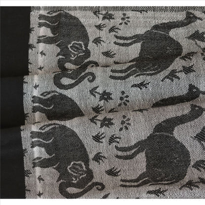 Sanskriti Long Stole Woven 100% Silk Modal Shawl Black Animal Wrap Scarf