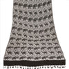 Sanskriti Long Stole Woven 100% Silk Modal Shawl Black Animal Wrap Scarf