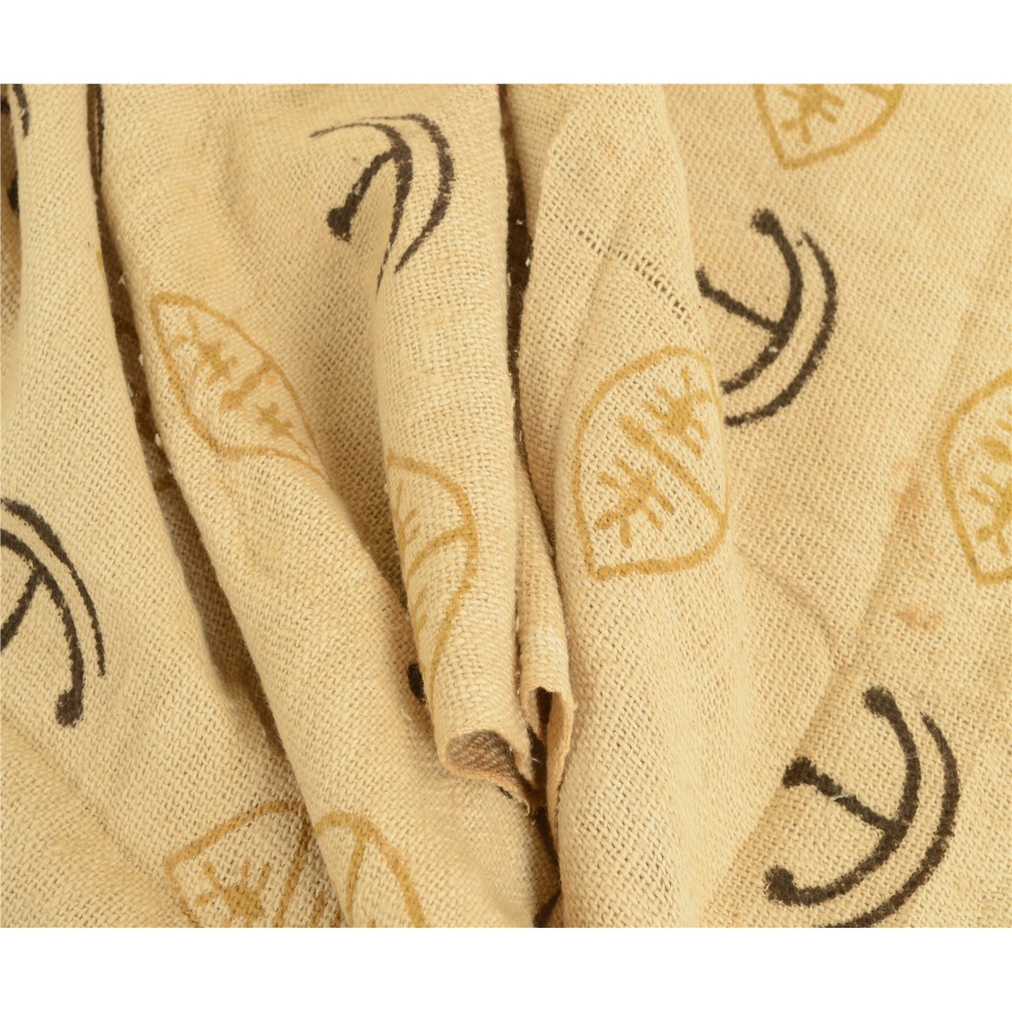 Sanskriti Vintage Ivory Long Shawl/Stole 100% Pure Handloom Cotton Hand Printed