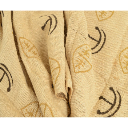 Sanskriti Vintage Ivory Long Shawl/Stole 100% Pure Handloom Cotton Hand Printed
