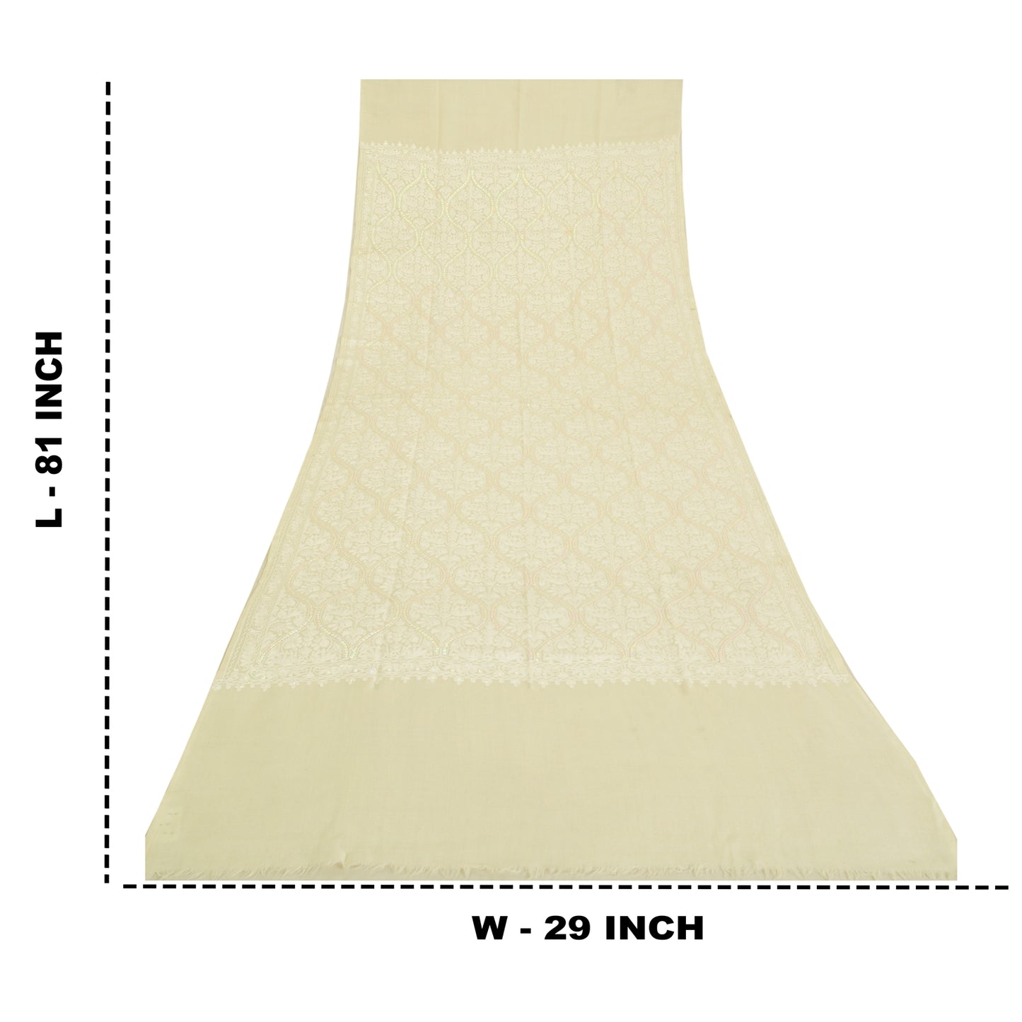 Sanskriti New Arizama Hand Embroidered Pure Woolen Shawl Cream Stole