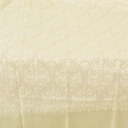 Sanskriti New Arizama Hand Embroidered Pure Woolen Shawl Cream Stole