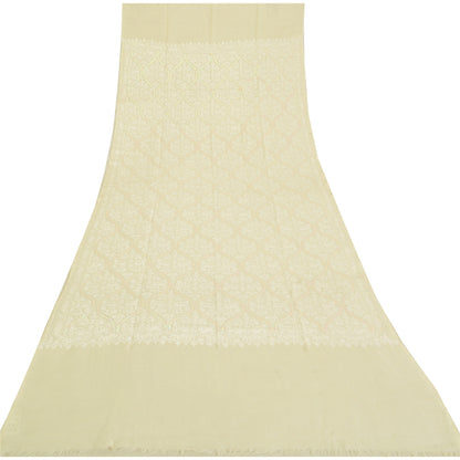 Sanskriti New Arizama Hand Embroidered Pure Woolen Shawl Cream Stole