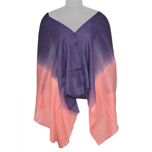 Sanskriti New Two Shade Shawl Scarf Pure Lamb Wool Stole Warm Soft Pink