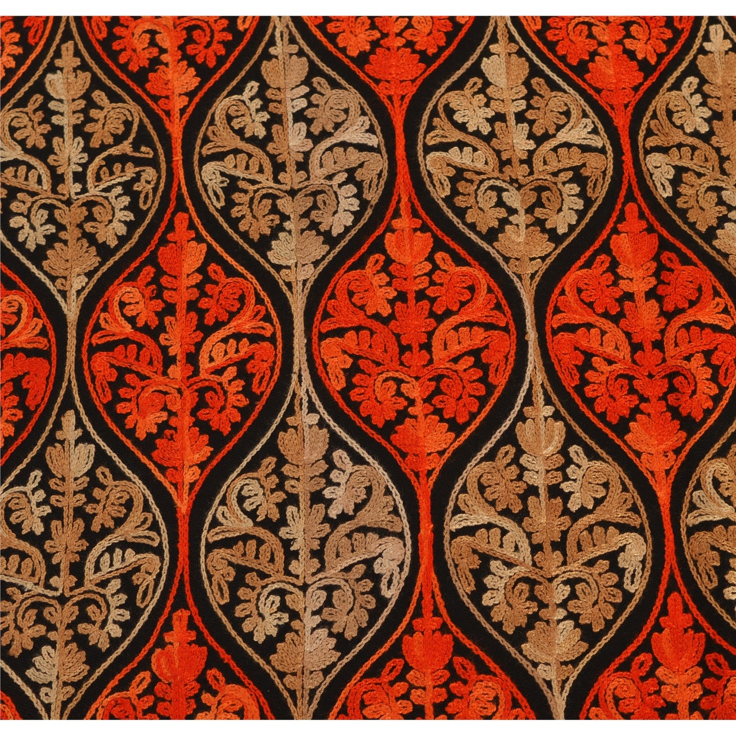 Sanskriti New Indian Scarf Hand Embroidered Aari Work Polywool Shawl Black Stole