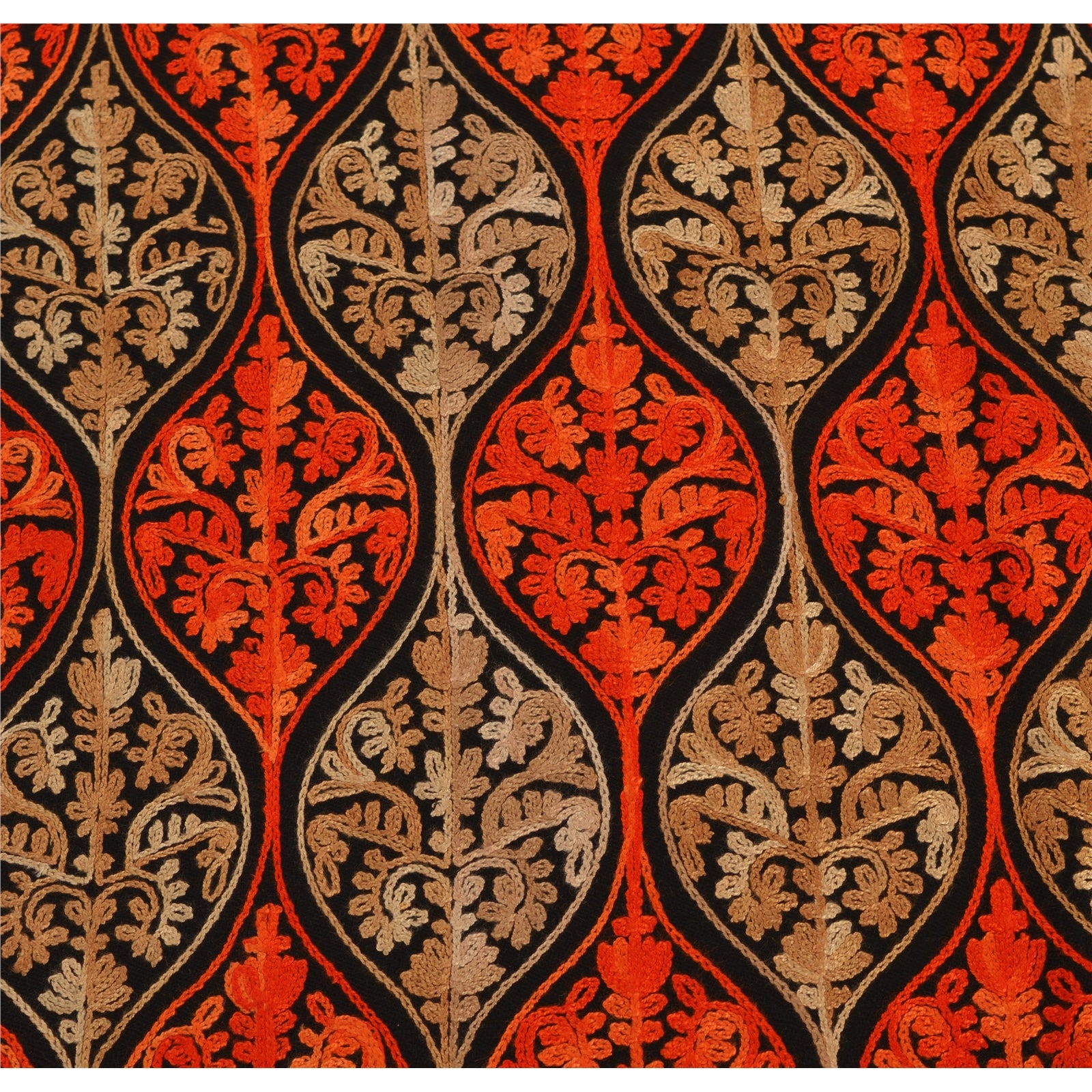 Sanskriti New Indian Scarf Hand Embroidered Aari Work Polywool Shawl Black Stole