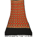 Sanskriti New Indian Scarf Hand Embroidered Aari Work Polywool Shawl Black Stole