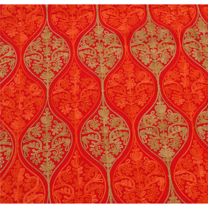 Sanskriti New Indian Scarf Hand Embroidered Aari Work Polywool Shawl Red Stole