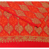 Sanskriti New Indian Scarf Hand Embroidered Aari Work Polywool Shawl Red Stole
