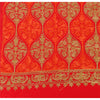 Sanskriti New Indian Scarf Hand Embroidered Aari Work Polywool Shawl Red Stole