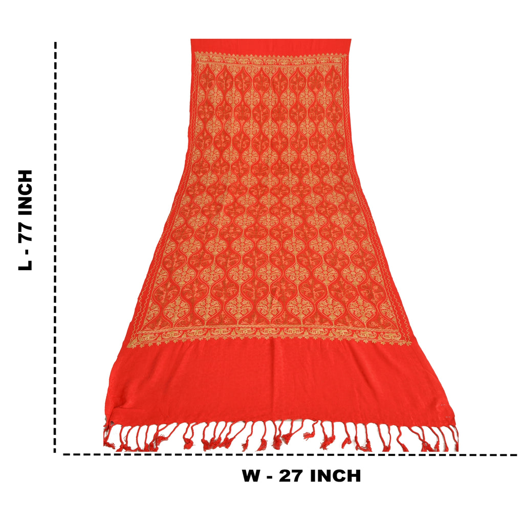 Sanskriti Vintage New Indian Scarf Hand Embroidered Aari Work Pure Wool Shawl Red Stole mikasa scarf