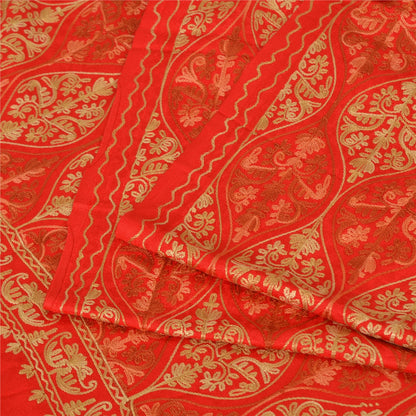 Sanskriti Vintage New Indian Hand Embroidered Aari Work Pure Wool Shawl Red Stole mikasa upholstery fabric