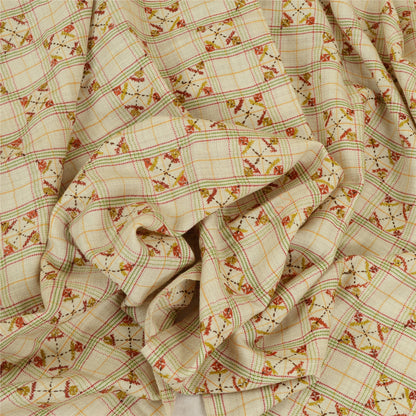 Sanskriti Vintage Ivory Pure Woolen Shawl Hand Embroidered Work Stole Scarf