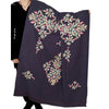 Sanskriti Vintage Black Woolen Shawl Hand Embroidered Ari Work Stole Warm Scarf