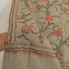Sanskriti Vintage Grey Pure Woollen Shawl Hand Embroidered Suzani Stole Scarf