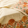 Sanskriti Vintage Cream Pure Woolen Shawl Hand Embroidered Ari Work Stole Scarf