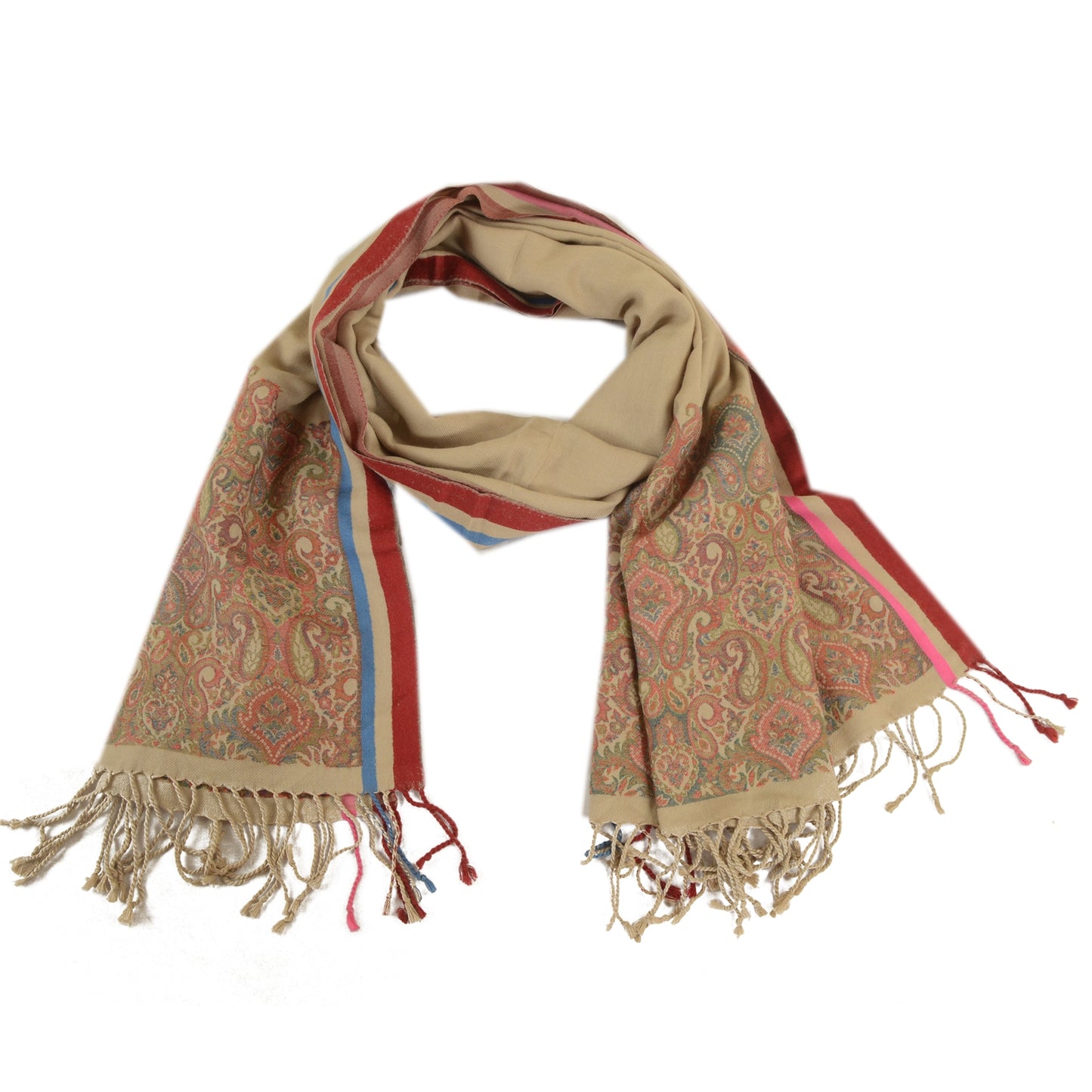Sanskriti Vintage Brown Pure Woolen Shawl Woven Work Long Stole Soft Scarf