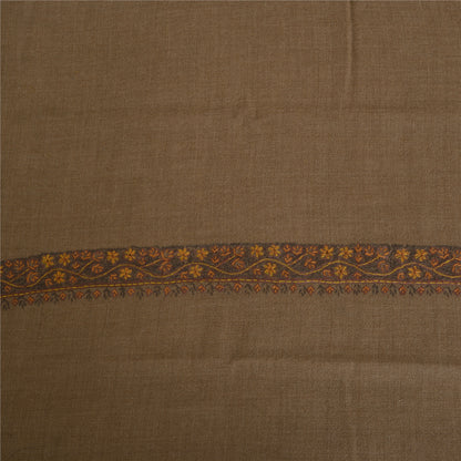 Sanskriti Vintage Brown Long Pure Woolen Shawl Hand Embroidery Suzani Stole