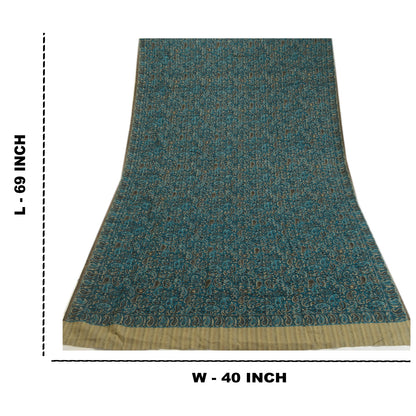 Sanskriti Vintage Green Woolen Shawl Woven Work Long Stole Soft Scarf Paisley