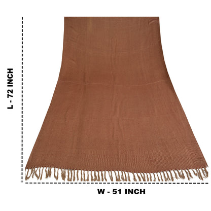 Sanskriti Vintage Red/Brown Pure Cotton Shawl Woven Work Long Stole Veil Scarf