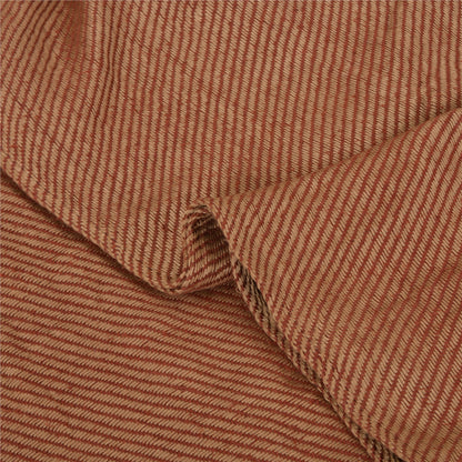 Sanskriti Vintage Red/Brown Pure Cotton Shawl Woven Work Long Stole Veil Scarf