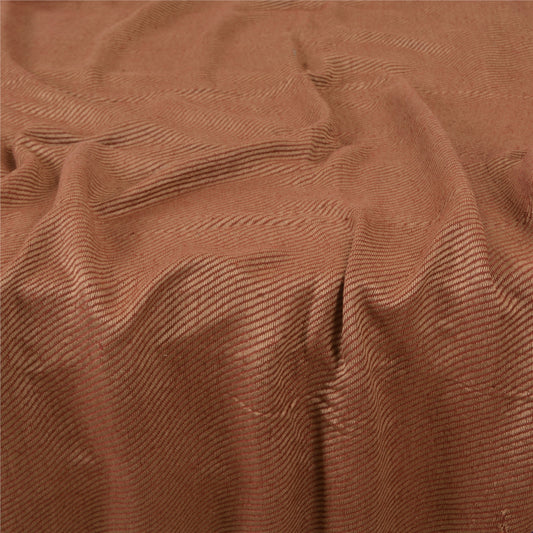 Sanskriti Vintage Red/Brown Pure Cotton Shawl Woven Work Long Stole Veil Scarf