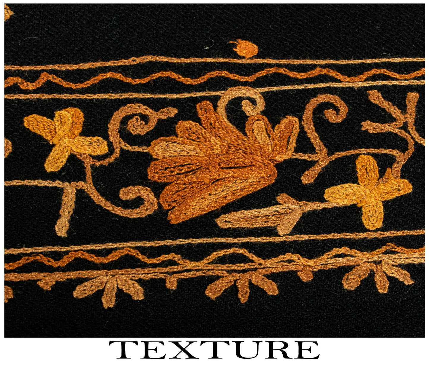 Sanskriti Vintage Black Pure Wool Shawl Kashmiri Aari Embroidered Floral Stole