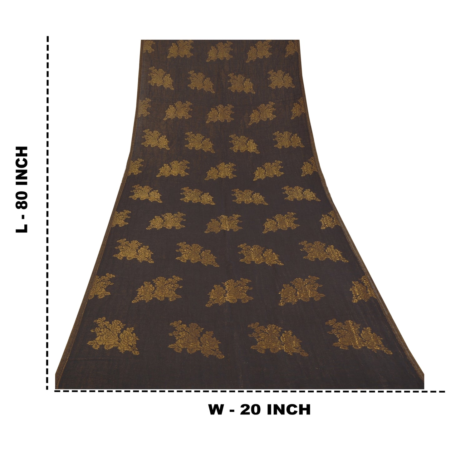 Sanskriti New Black Fine Wool Moonlight (Zari) Shawl Woven Work Long Stole Scarf