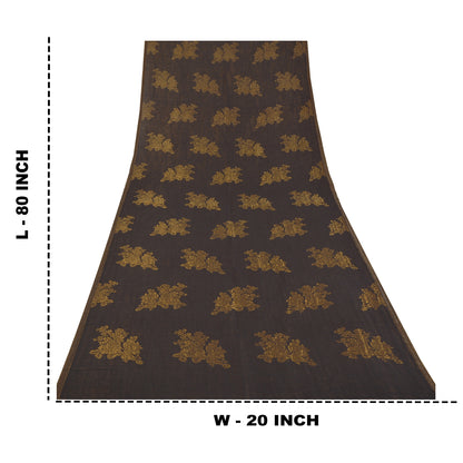 Sanskriti New Black Fine Wool Moonlight (Zari) Shawl Woven Work Long Stole Scarf