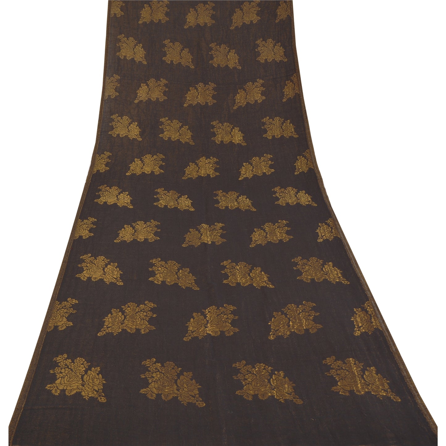 Sanskriti New Black Fine Wool Moonlight (Zari) Shawl Woven Work Long Stole Scarf