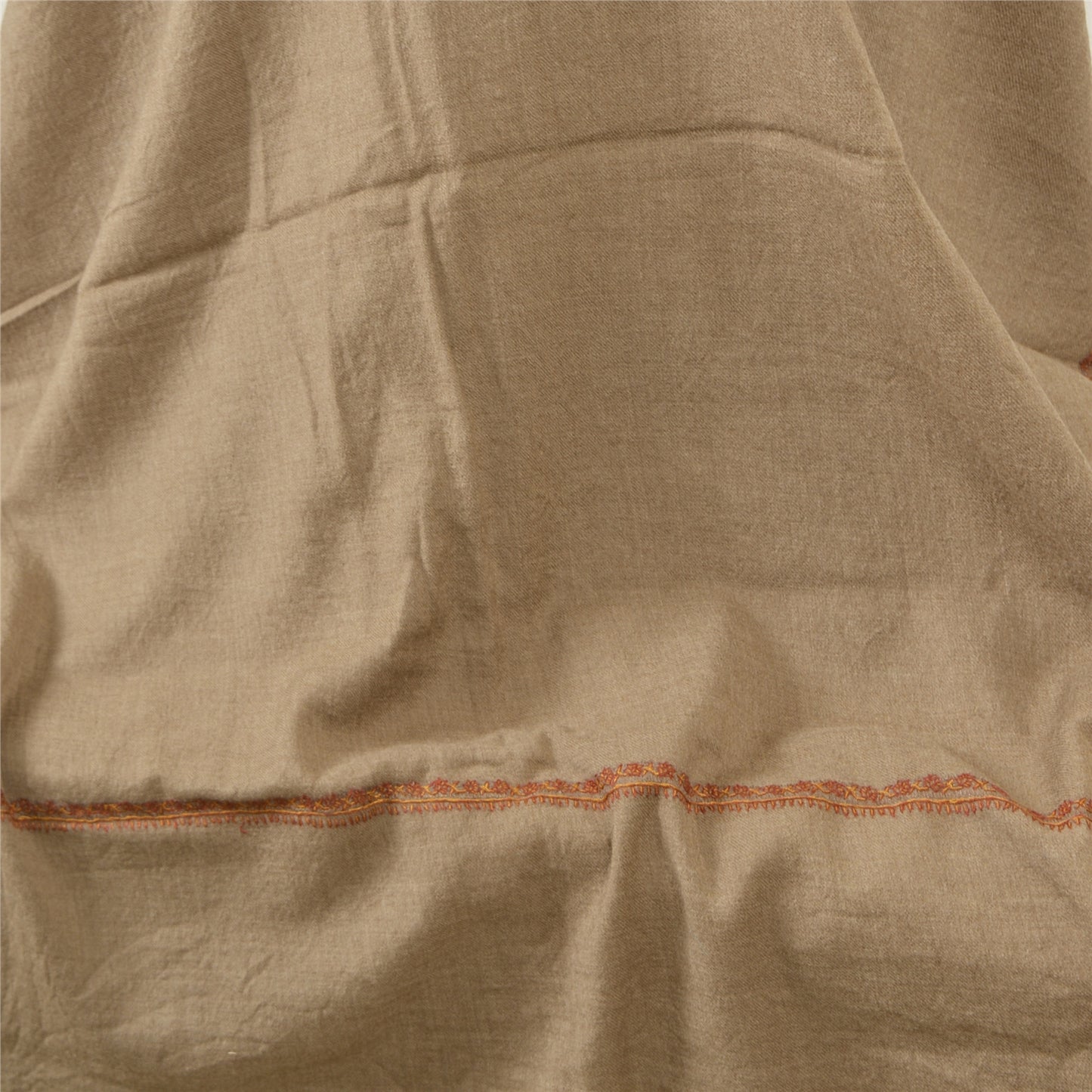 Санскрити Винтаж Коричневый Чистая Шерстяная Шаль Ручной Работы Сюзане Длинный Палантин Шарф