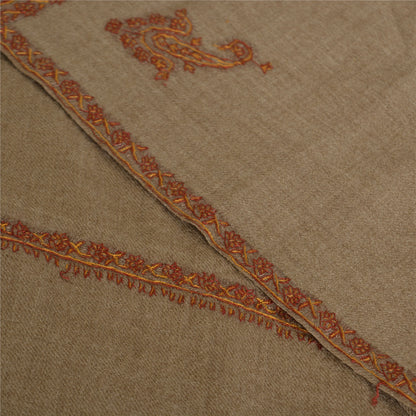 Санскрити Винтаж Коричневый Чистая Шерстяная Шаль Ручной Работы Сюзане Длинный Палантин Шарф