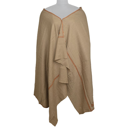 Санскрити Винтаж Коричневый Чистая Шерстяная Шаль Ручной Работы Сюзане Длинный Палантин Шарф