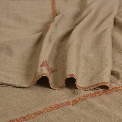 Санскрити Винтаж Коричневый Чистая Шерстяная Шаль Ручной Работы Сюзане Длинный Палантин Шарф