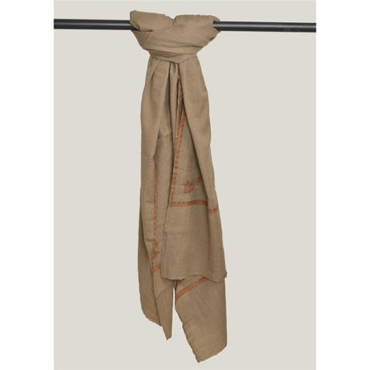 Санскрити Винтаж Коричневый Чистая Шерстяная Шаль Ручной Работы Сюзане Длинный Палантин Шарф