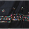 Sanskriti Vintage Long Stole Pure Wool Black Hand Embroidered Kullu Shawl