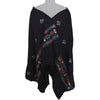 Sanskriti Vintage Long Stole Pure Wool Black Hand Embroidered Kullu Shawl