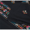 Sanskriti Vintage Long Stole Pure Wool Black Hand Embroidered Kullu Shawl