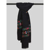 Sanskriti Vintage Long Stole Pure Wool Black Hand Embroidered Kullu Shawl