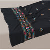 Sanskriti Vintage Long Stole Pure Wool Black Hand Embroidered Kullu Shawl