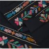 Sanskriti Vintage Long Stole Pure Wool Black Hand Embroidered Kullu Shawl