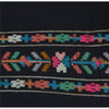 Sanskriti Vintage Long Stole Pure Wool Black Hand Embroidered Kullu Shawl