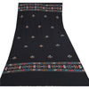 Sanskriti Vintage Long Stole Pure Wool Black Hand Embroidered Kullu Shawl