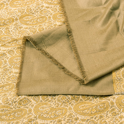 Sanskriti Vintage Cream Pure Woolen Shawl Woven Jamawar Long Throw Long Stole