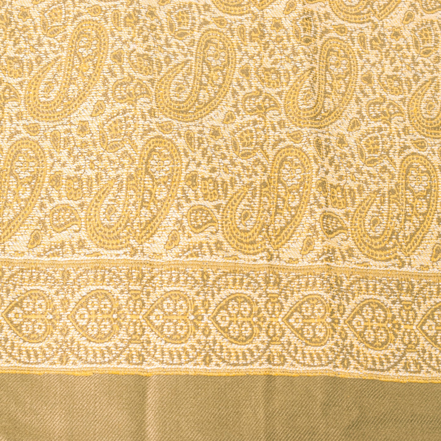 Sanskriti Vintage Cream Pure Woolen Shawl Woven Jamawar Long Throw Long Stole